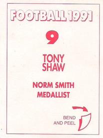 1991 Select AFL Stickers #9 Tony Shaw Back